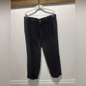 Ivy Crew Classics Black Corduroy Pants pleated cuffed sz 36x29 Wide Wale Baggies